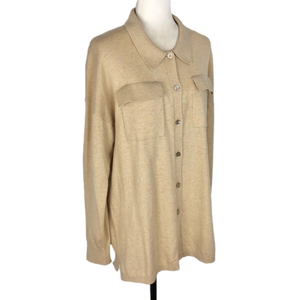 Contemporaine cream cashmere blend shirt